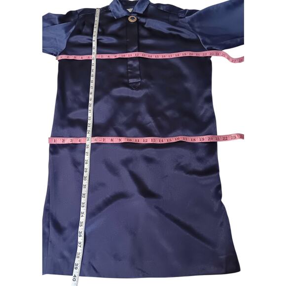 VINTAGE LIZ CLAIBORNE Satin Dress 8 Midnight Blue Tags/NOS Dressy Power Event - Picture 6 of 12